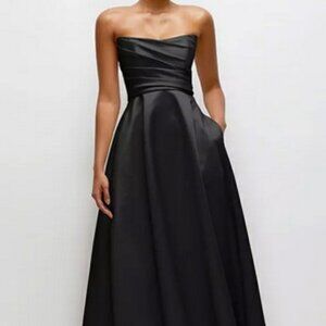 Dessy Collection Black Ruched Strapless Gown 3171